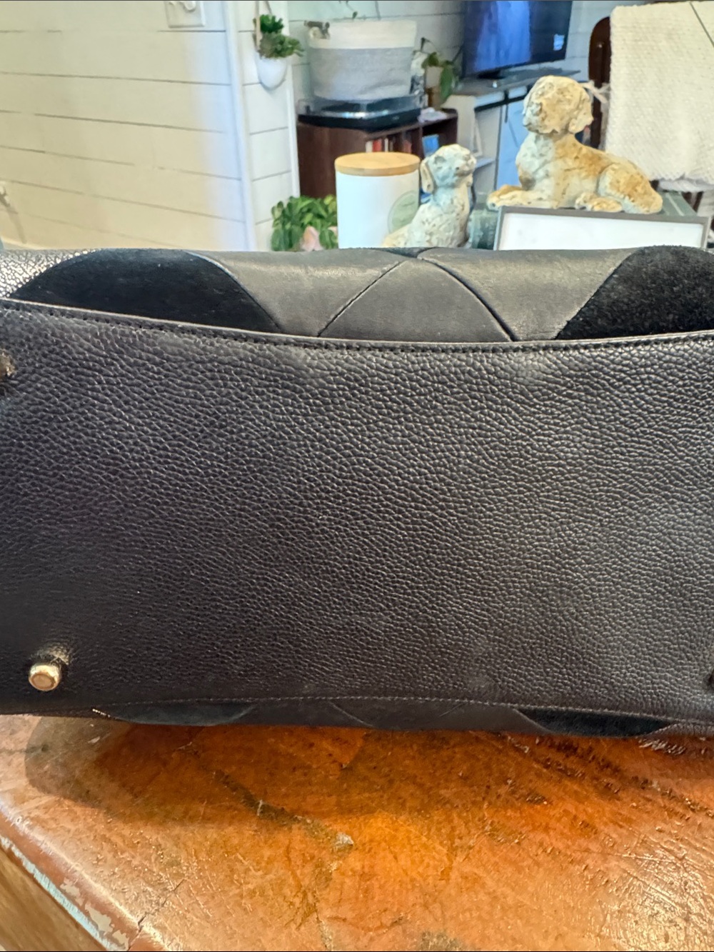 Coach Black Patchwork Leather & Suede Satchel - Picture 9 of 16